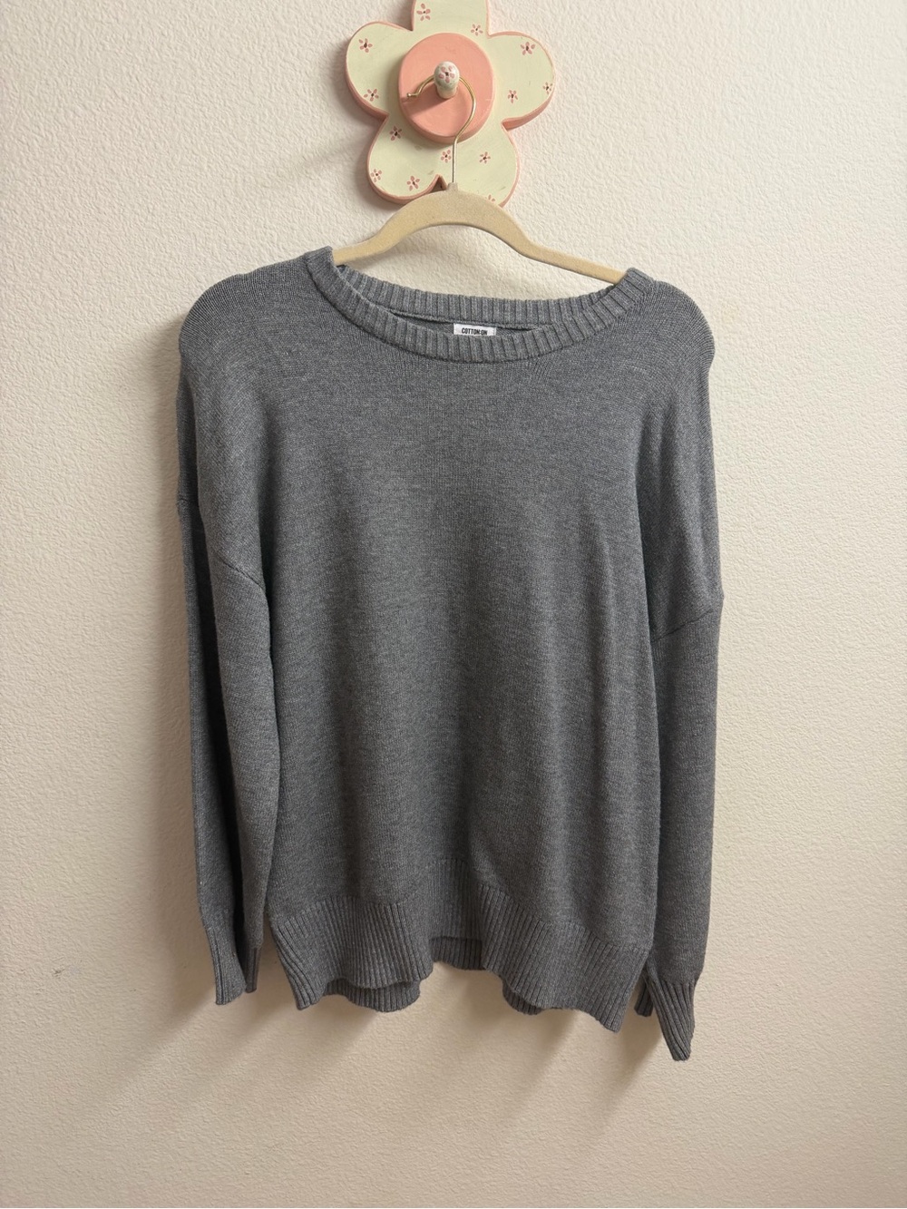Cotton On Women's Gray Knit Crewneck Sweater